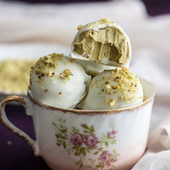 White Chocolate Pistachio Truffles - Recipe photo by Wild wild whisk