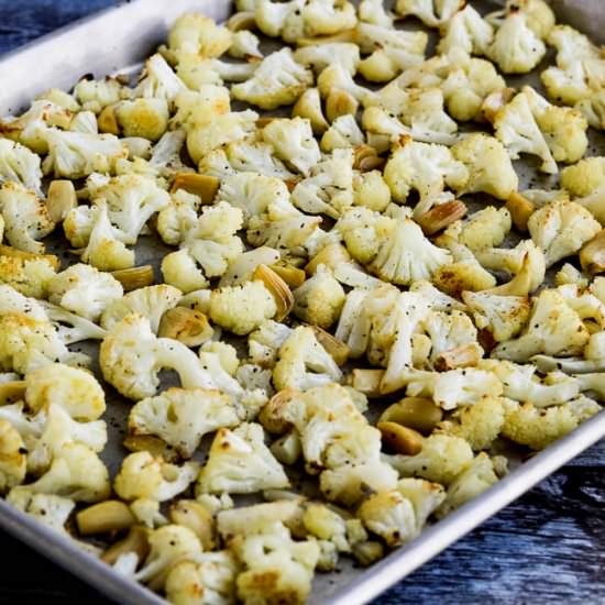 Roasted Cauliflower with Garlic - Recipe photo by kalynskitchen