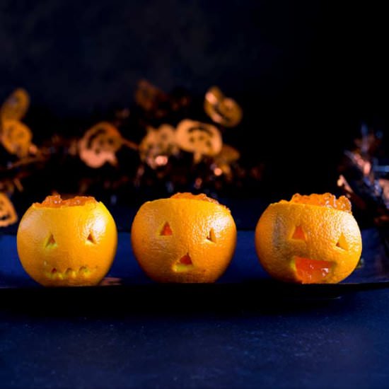 Jack-o-Lantern Jell-O Heads - Recipe photo by sprinkles and sprouts