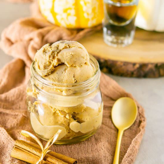 Bourbon-Pumpkin Ice Cream - Recipe photo by Burrata and Bubbles