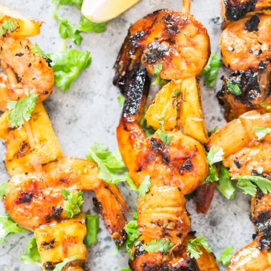 Grilled Pineapple Shrimp Skewers - Recipe photo by currytrail