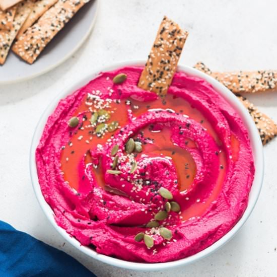 Creamy Roasted Beet Hummus - Recipe photo by currytrail