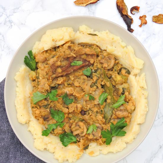 Lentil Stew with Potato Pure - Recipe photo by rabarbarowo