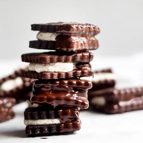 Chocolate Halva Sandwich Cookies - Recipe photo by OneSarcasticBaker