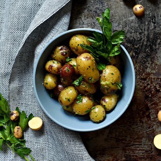 Boiled Potatoes with Pesto - Recipe photo by The Boozy Oyster
