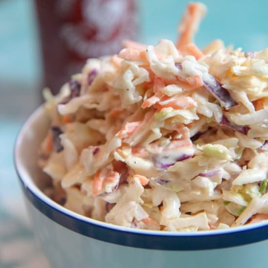 Sriracha Coleslaw - Recipe photo by cookedbyjulie