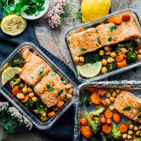 Sheet pan salmon w Moroccan spices - Recipe photo by healthy seasonal recipes