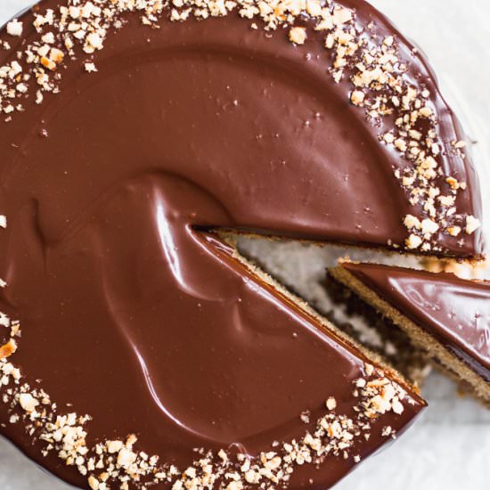 Peanut Butter Cake with Ganache - Recipe photo by foodandtable