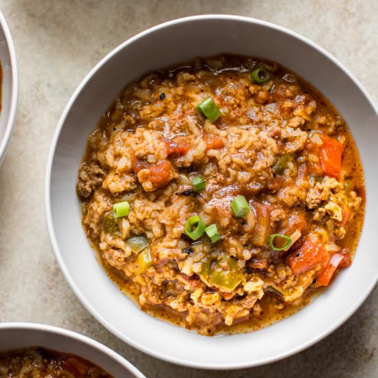 Instant Pot Stuffed Pepper Soup - Recipe photo by saltandlavender