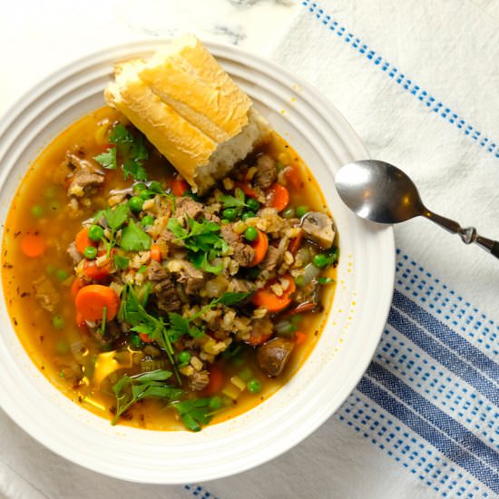 Beef and Barley Soup - Recipe photo by SipsNibblesBites