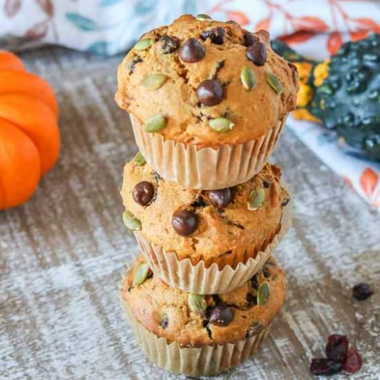 Pumpkin Chocolate Chip Muffins - Recipe photo by Girl Heart Food
