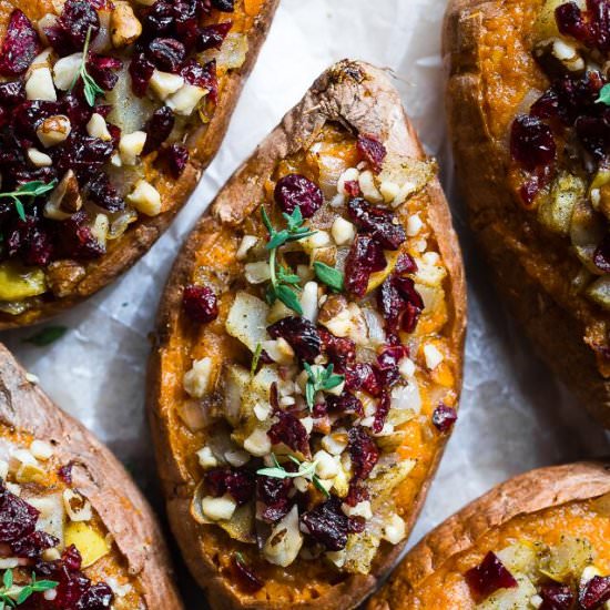 Harvest Stuffed Sweet Potatoes - Recipe photo by foodfaithfitness