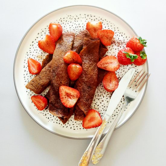 Chocolate Crêpes with Cranberry Sau - Recipe photo by silviamagda