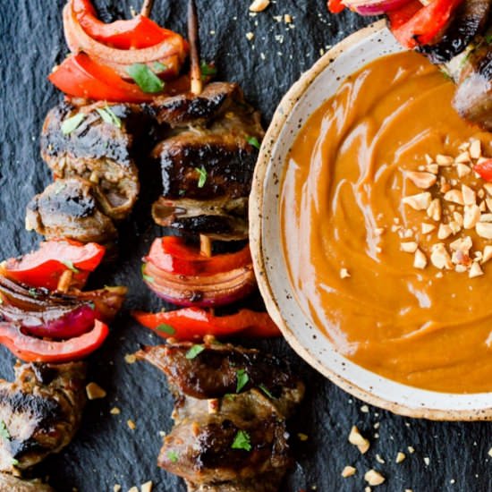Beef Satay with Peanut Sauce - Recipe photo by linger