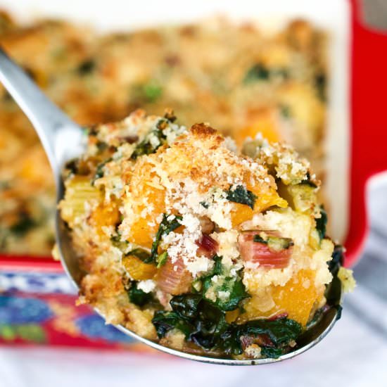 Butternut Squash & Chard Gratin - Recipe photo by yummynoisesblog