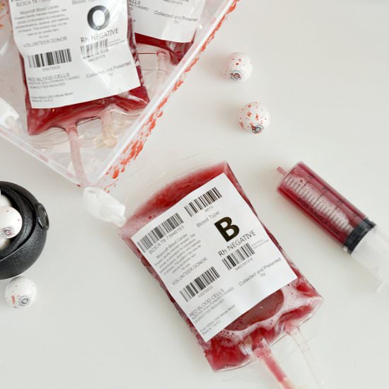 Blood Bags Halloween Drink - Recipe photo by FindingZest