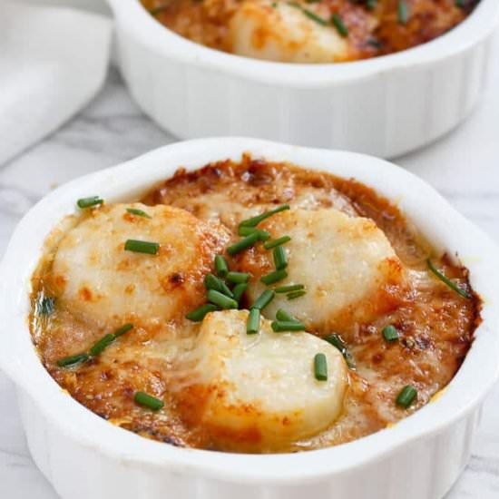 Broiled Scallop Gratin with Pumpkin - Recipe photo by champagne-tastes
