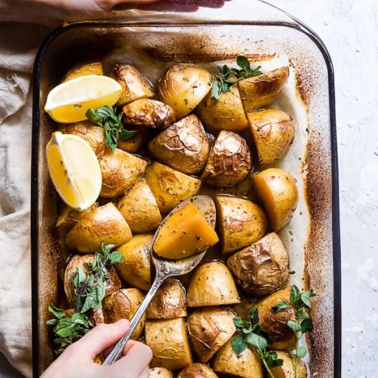Oven Roasted Lemon Greek Potatoes - Recipe photo by foodfaithfitness