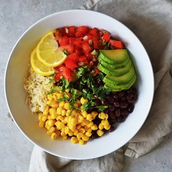 VEGAN BURRITO BOWL - Recipe photo by BrightBird