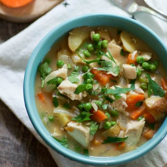 Easy Chicken Pot Pie Soup - Recipe photo by WhiteCoatPinkApron