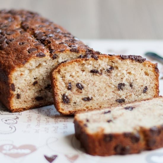 Banana bread with chocolate chips - Recipe photo by electricbluefood