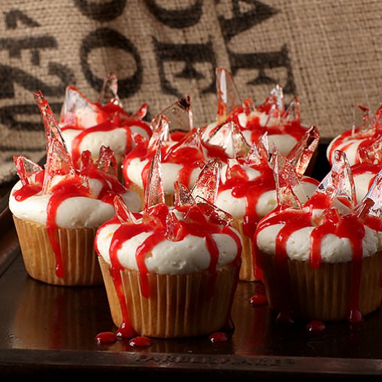 Bleeding Broken Glass Cupcakes - Recipe photo by browniebites