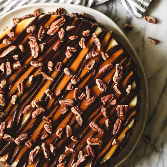 Gluten-free Turtle Cheesecake - Recipe photo by wheatbythewayside