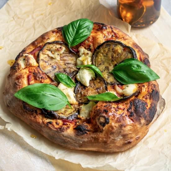Roasted Eggplant Pizza - Recipe photo by thecuriouschickpea