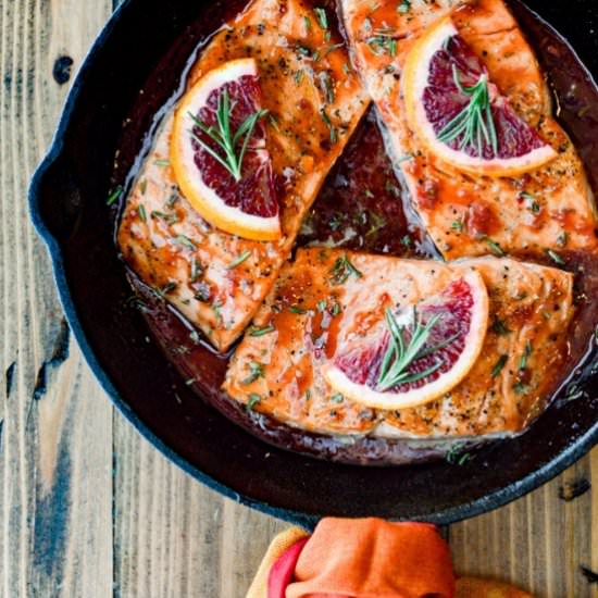 Pan Seared Salmon in Orange Sauce - Recipe photo by linger