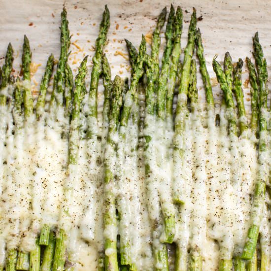 Easy Cheesy Asparagus - Recipe photo by saltandlavender