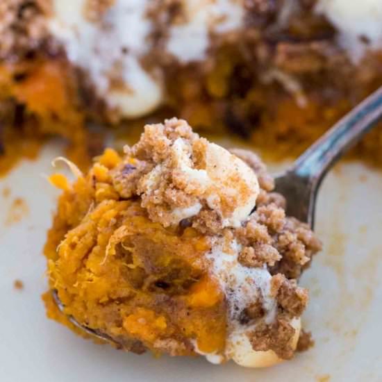Loaded Sweet Potato Casserole - Recipe photo by peasandpeonies