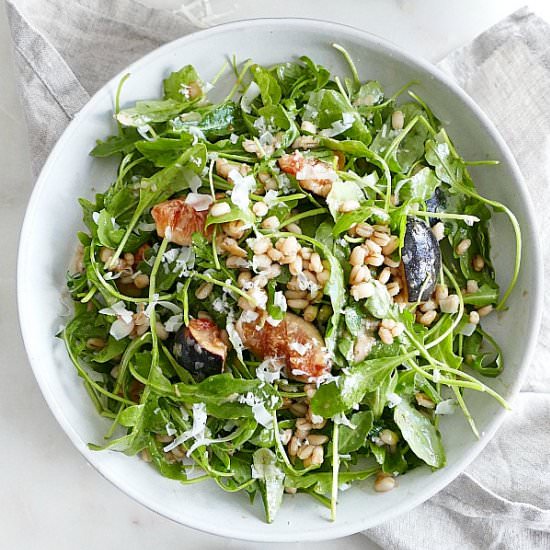 Fig and Barley Arugula Salad - Recipe photo by its_a_vegworld_afterall