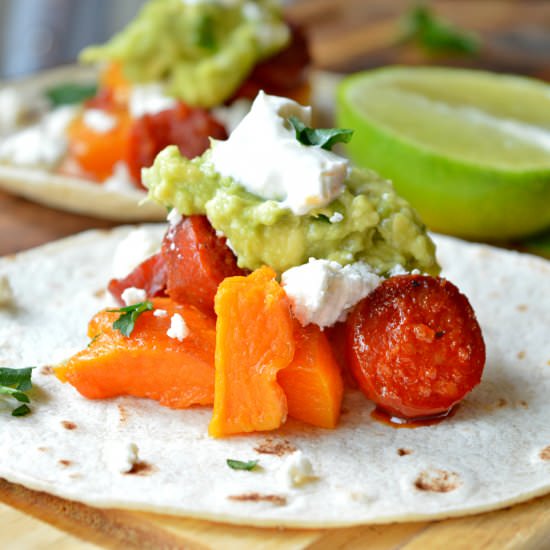 Pumpkin & Chorizo Tacos - Recipe photo by Mummys FastandEasy