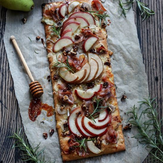 Honey Roasted Pear & Brie Flatbread - Recipe photo by Give it Some Thyme
