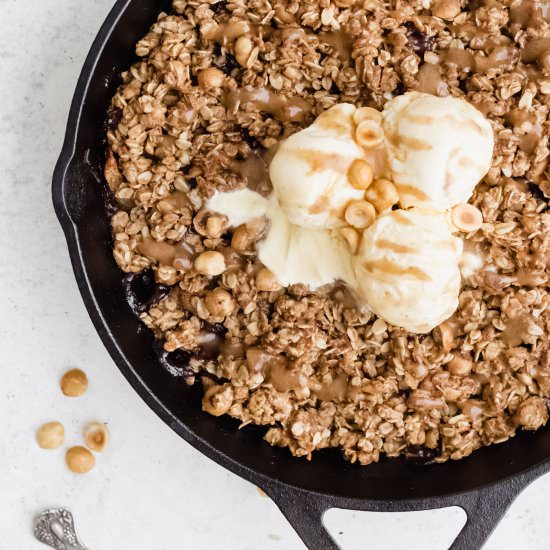 Vegan Caramel Hazelnut Pear Crisp - Recipe photo by wellfedsoul