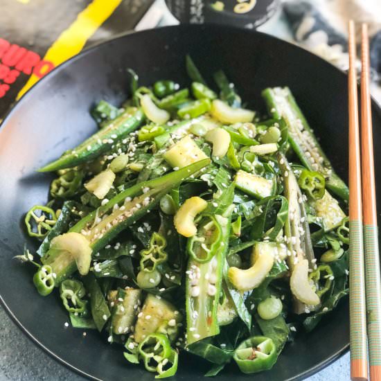 Collard Greens and Okra Salad - Recipe photo by foodfidelity