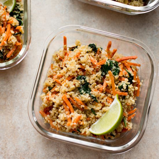 Spinach Quinoa Vegan Meal Prep - Recipe photo by saltandlavender