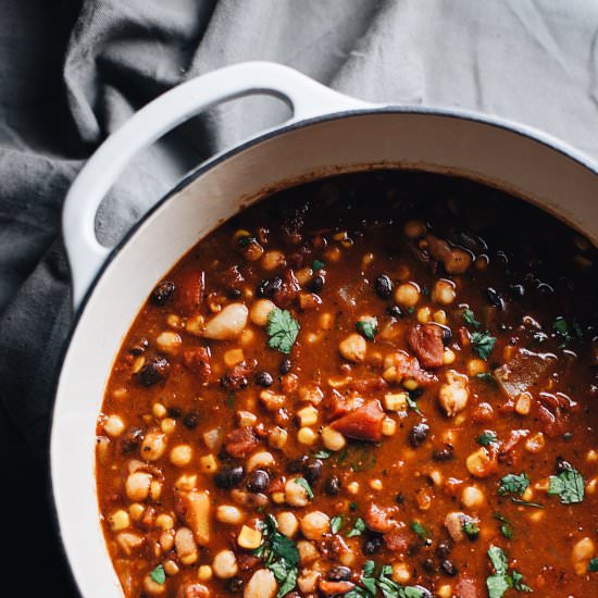 Healthy Vegetarian Bean Chili - Recipe photo by asimplepalate