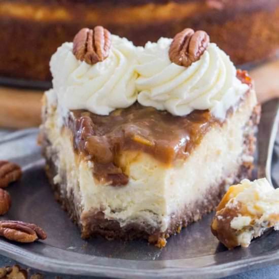 Pecan Pie Cheesecake - Recipe photo by peasandpeonies