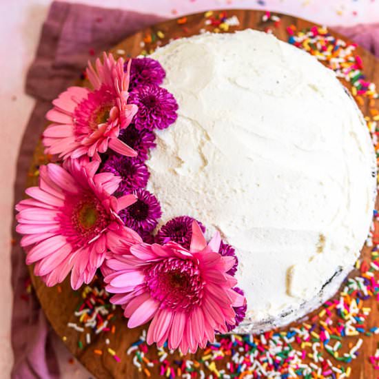 Chocolate Cake + Almond Buttercream - Recipe photo by SprinklesandSeaSalt