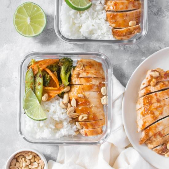 Sheet Pan Thai Peanut Chicken - Recipe photo by Carmy @ carmyy.com