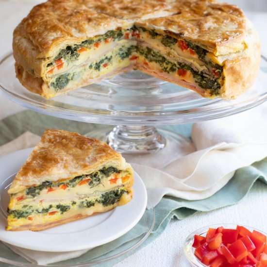 Ham, Cheese and Spinach Torte - Recipe photo by seasonedkitchen