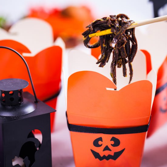 Halloween Rice Noodle Dish - Recipe photo by Mychefsapron