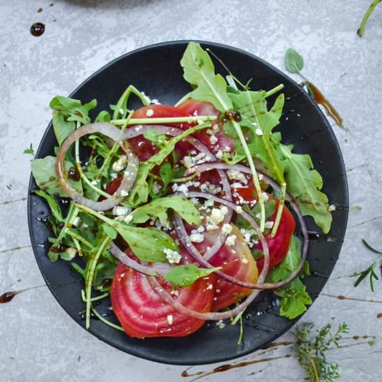 Chioggia Beet & Gorgonzola Salad - Recipe photo by Sarah Gold Nutrition