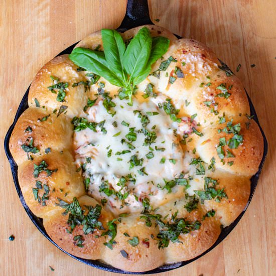 Skillet Caprese Dip with Rolls - Recipe photo by TheKitchenWhisperer