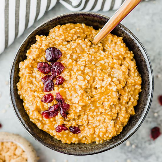 Pumpkin Steel Cut Oats - Recipe photo by Salt and Baker