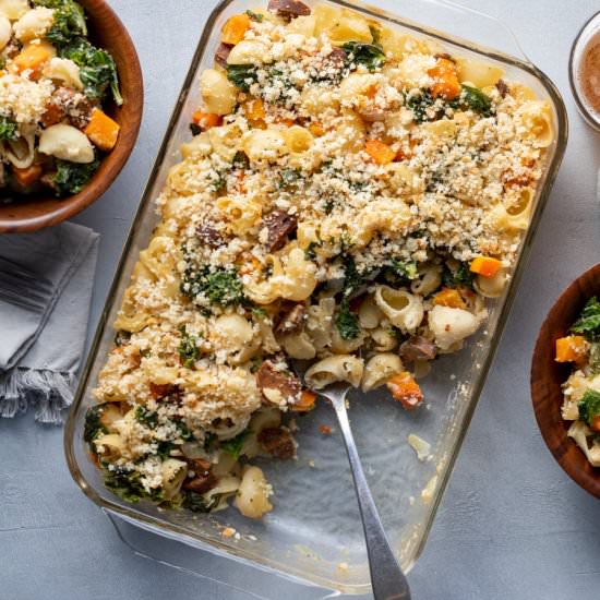 Vegan Sausage, Squash & Kale Pasta - Recipe photo by my quiet kitchen