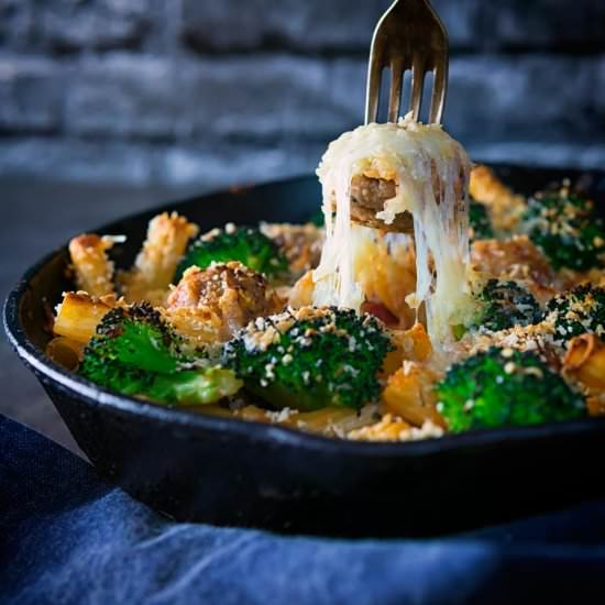 Skillet Turkey Meatball Pasta Bake - Recipe photo by Brian Jones