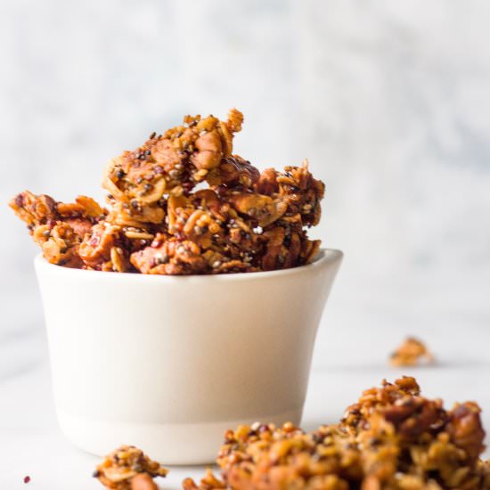 Toasted Quinoa Maple Pecan Granola - Recipe photo by heyemilyann