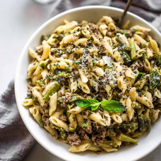 Instant Pot Pasta with Lamb & Mint - Recipe photo by platingsandpairings